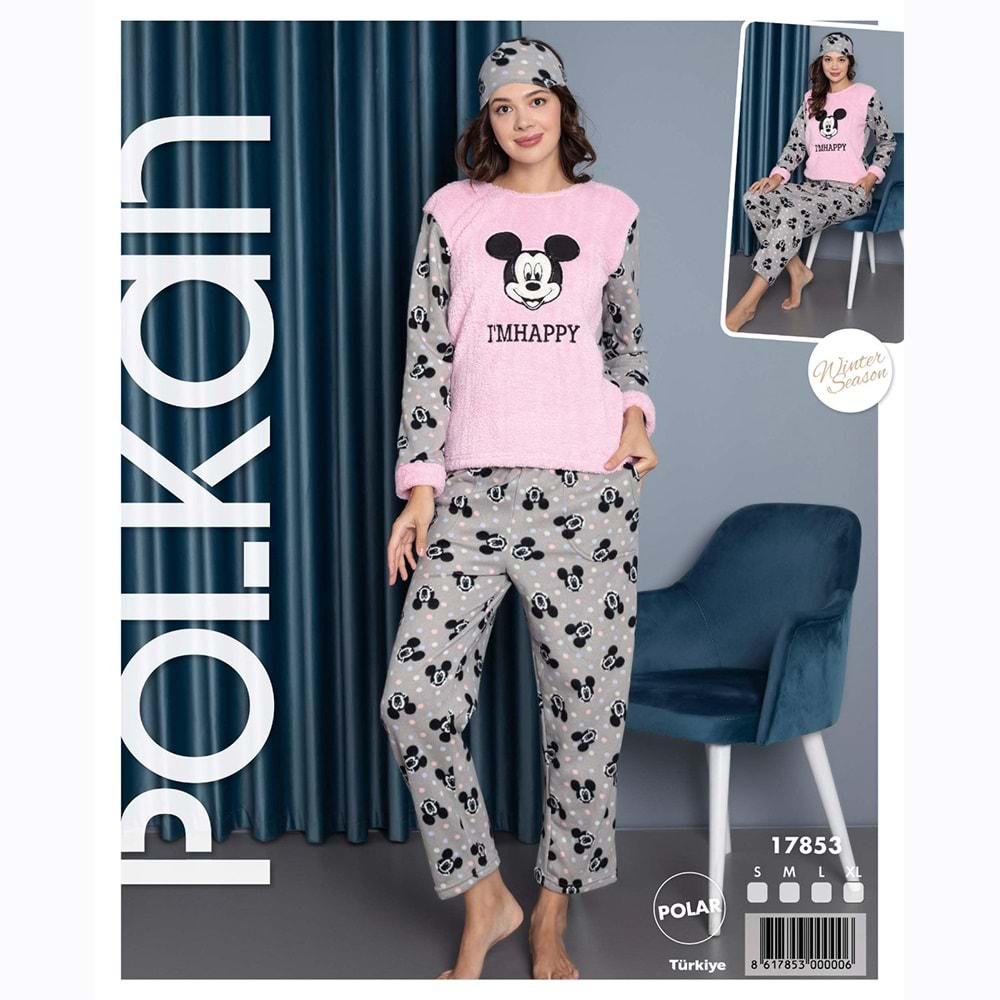 Polkan 17853 Bayan Uzun Kol Polar Pijama Takımı S-XL