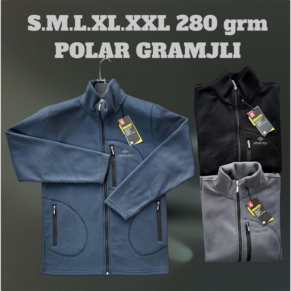 Müjde Dra&Kess 10925 Erkek Polar 3 Cepli Yakalı Fermuarlı Ceket S-2XL