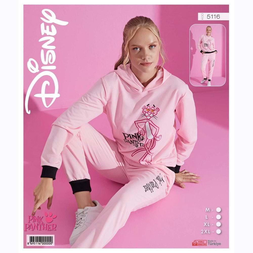 Pijamood Disney 5116 Bayan Baskılı Kapşonlu 2 İp Pijama Takımı M-2XL