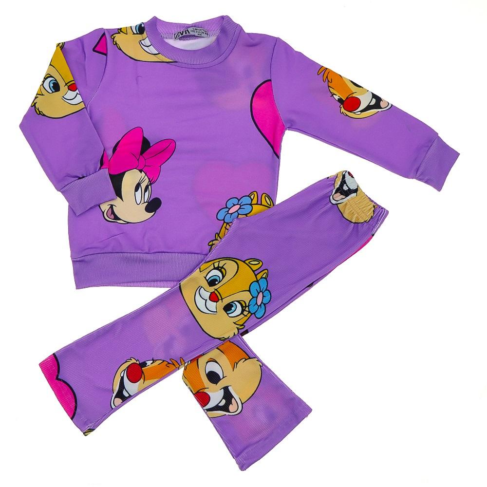 Zara Tintini Kids Kız Çocuk Penye 2 İp Şardonlu Minne Kalp Bas Tayt Takım 3-4 -9-10 Yaş