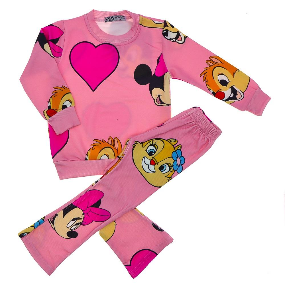 Zara Tintini Kids Kız Çocuk Penye 2 İp Şardonlu Minne Kalp Bas Tayt Takım 3-4 -9-10 Yaş