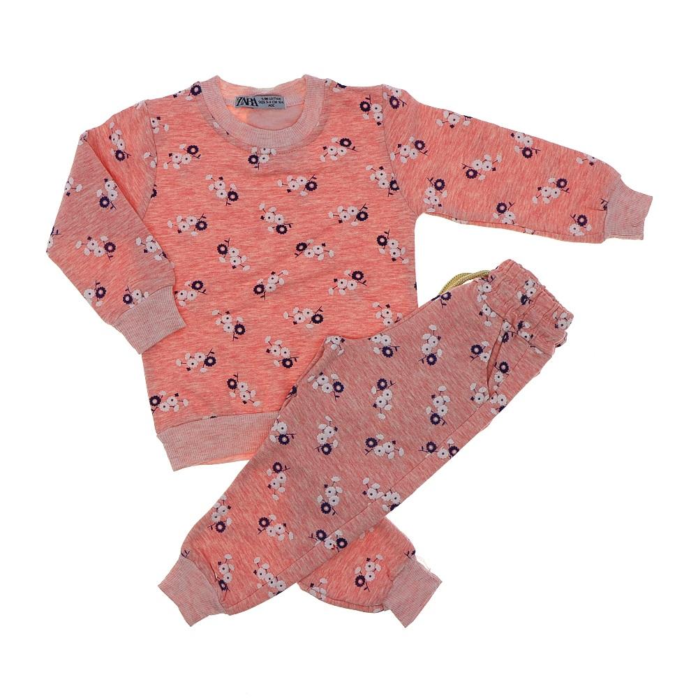 Zara Tintini Kids Kız Çocuk Penye 2 İp Şardonlu Çiçek Bas Kabartma Takım 3-4 -9-10 Yaş