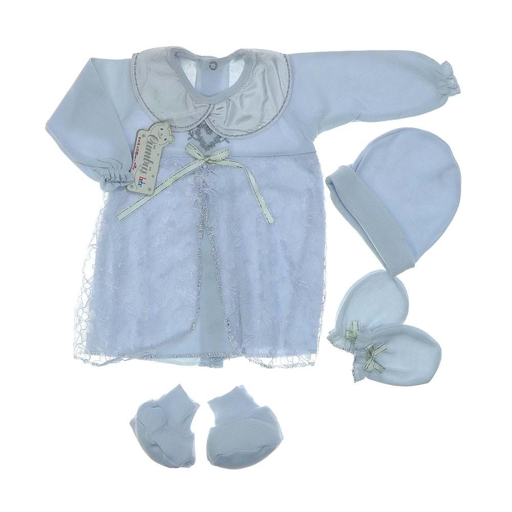 Cümbüş Kız Bebe Penye Dantelli Mevlüt Elbisesi 0-3 Ay