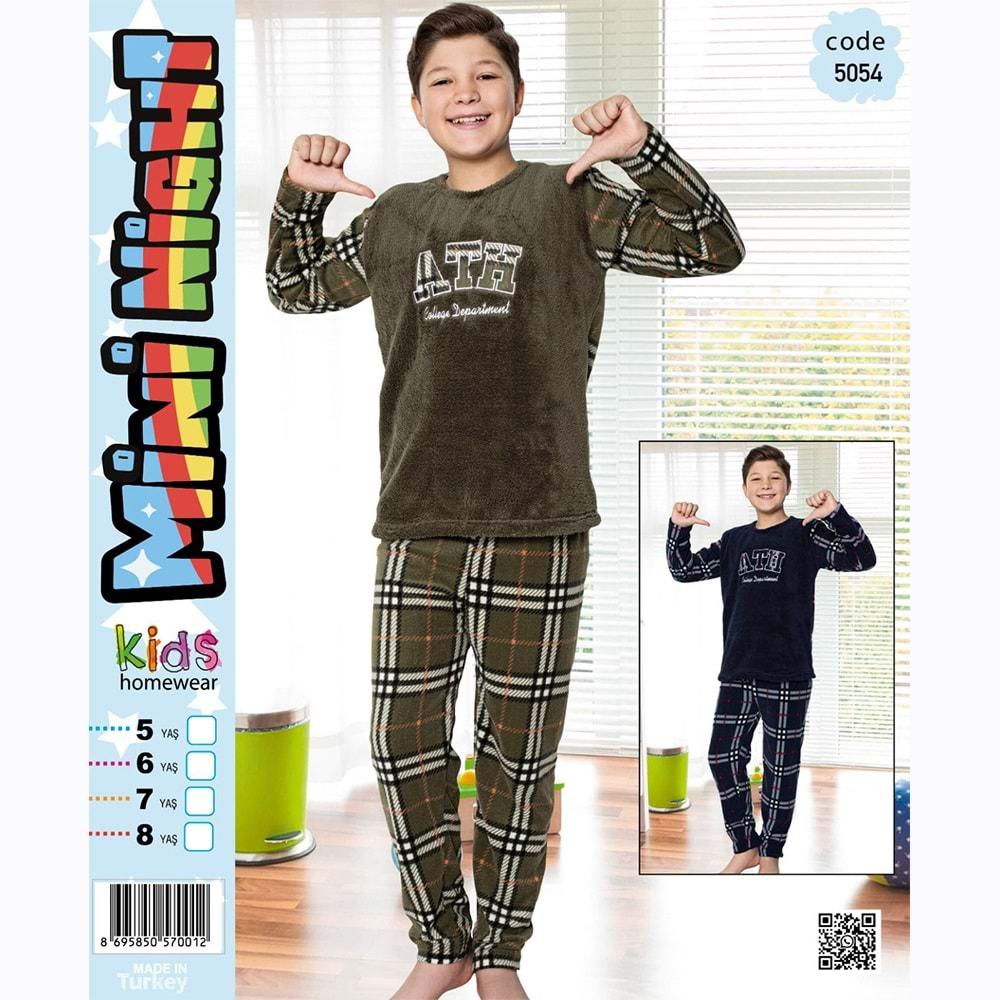 Mini Night 5054 Erkek Çocuk Welsoft Aht Nak Pijama Takımı 5-8 Yaş