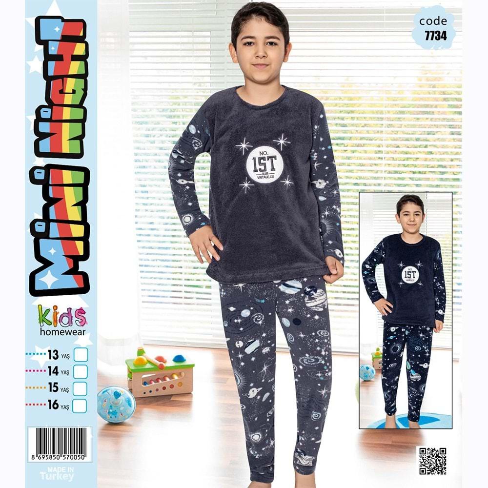 Mini Night 7734 Erkek Çocuk Welsoft 1ST Nak Pijama Takımı 5-8 Yaş