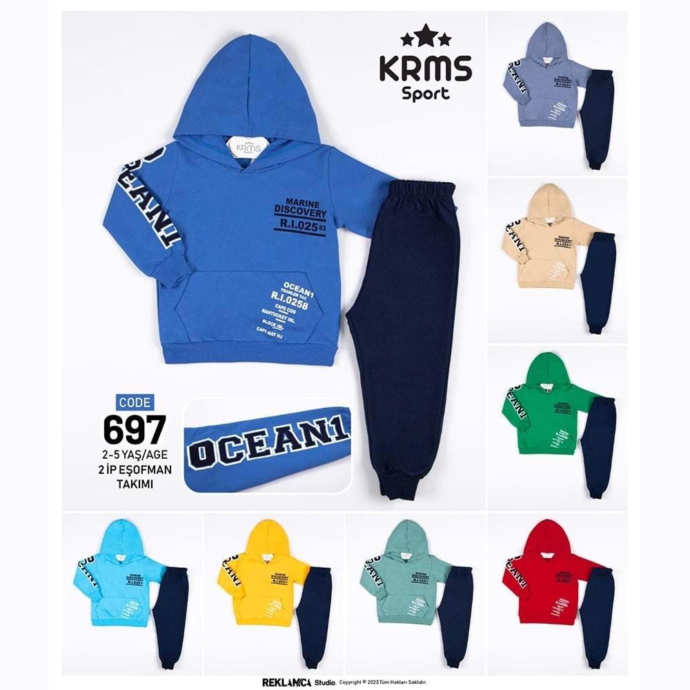 Krms 697 Erkek Çocuk 2 İp Ocean Baskılı Takım 2-5 Yaş