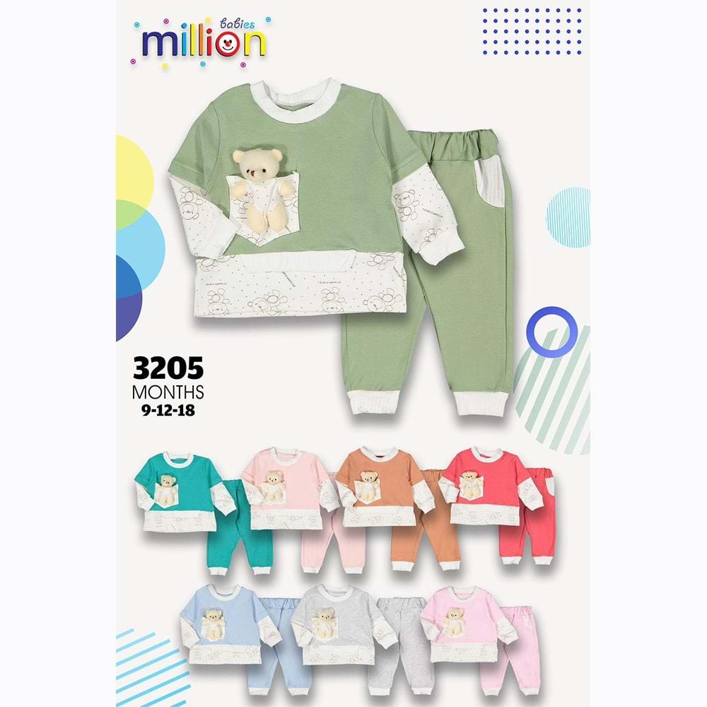 Million 3205 Bebe Yırtmaçlı Ayuncak Aks 2 Li Takım 3-6-9 Ay