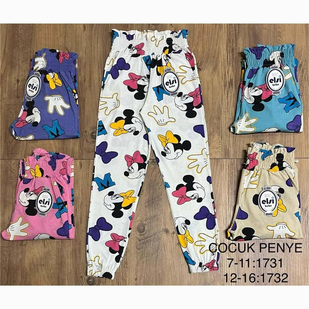 Elsi 1731 Çocuk Desenli Penye Fırfırlı Pijama Alt 7-11 Yaş