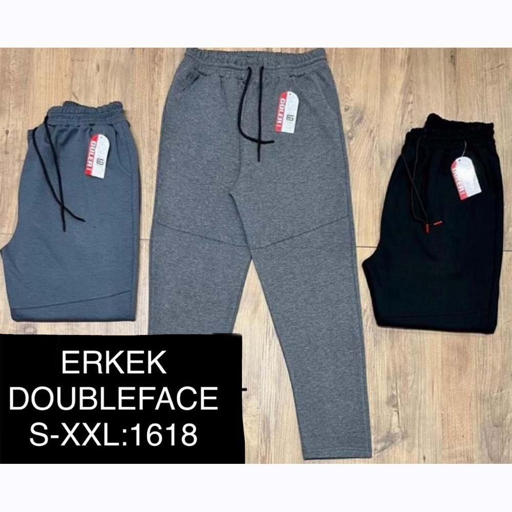 Güler 1618 Erkek Diz Çımalı Resme Double Face Bas Eşofman Alt S-XXL