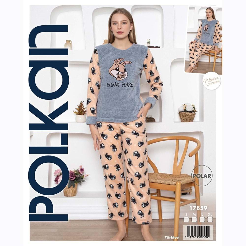 Polkan 17859 Bayan Uzun Kol Polar Pijama Takımı S-XL