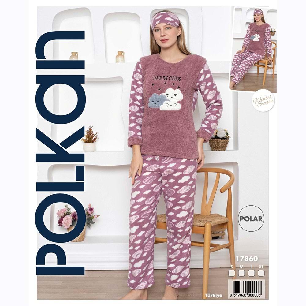 Polkan 17860 Bayan Uzun Kol Polar Pijama Takımı S-XL