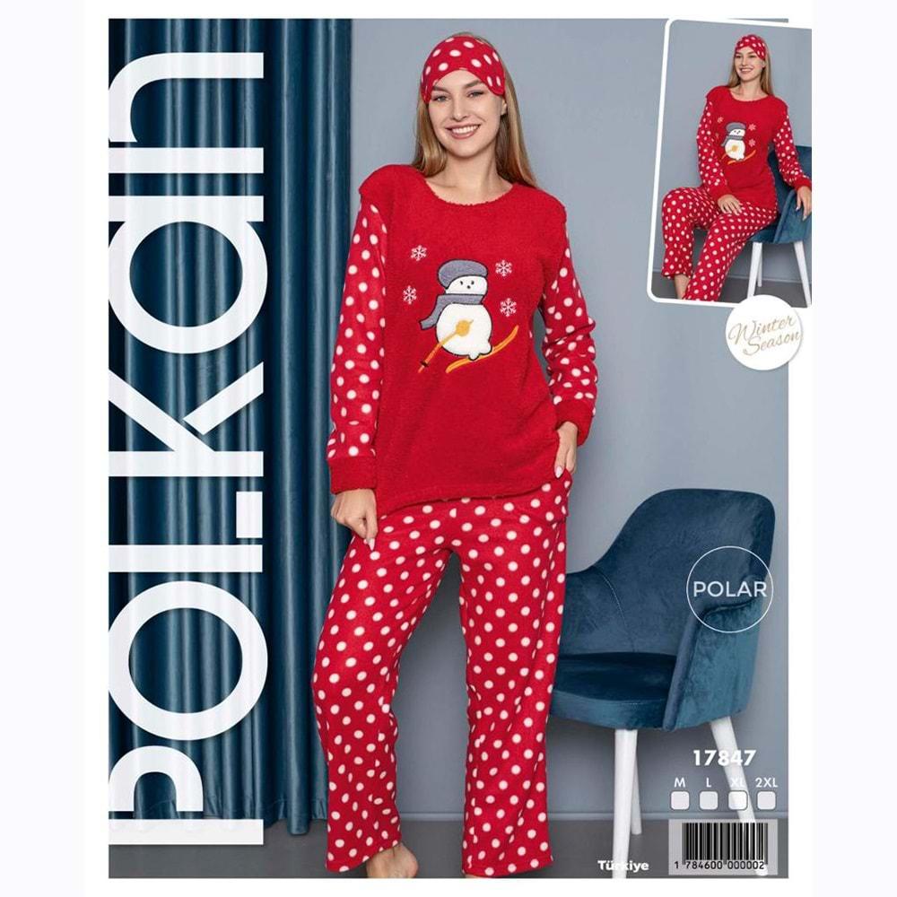 Polkan 17847 Bayan Uzun Kol Polar Pijama Takımı M-2XL