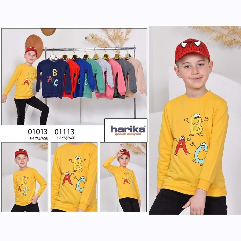 Harika Çocuk 01113 Erkek Çocuk Abc Harf Baskılı 2 İp Penye Sweat 5-8 Yaş