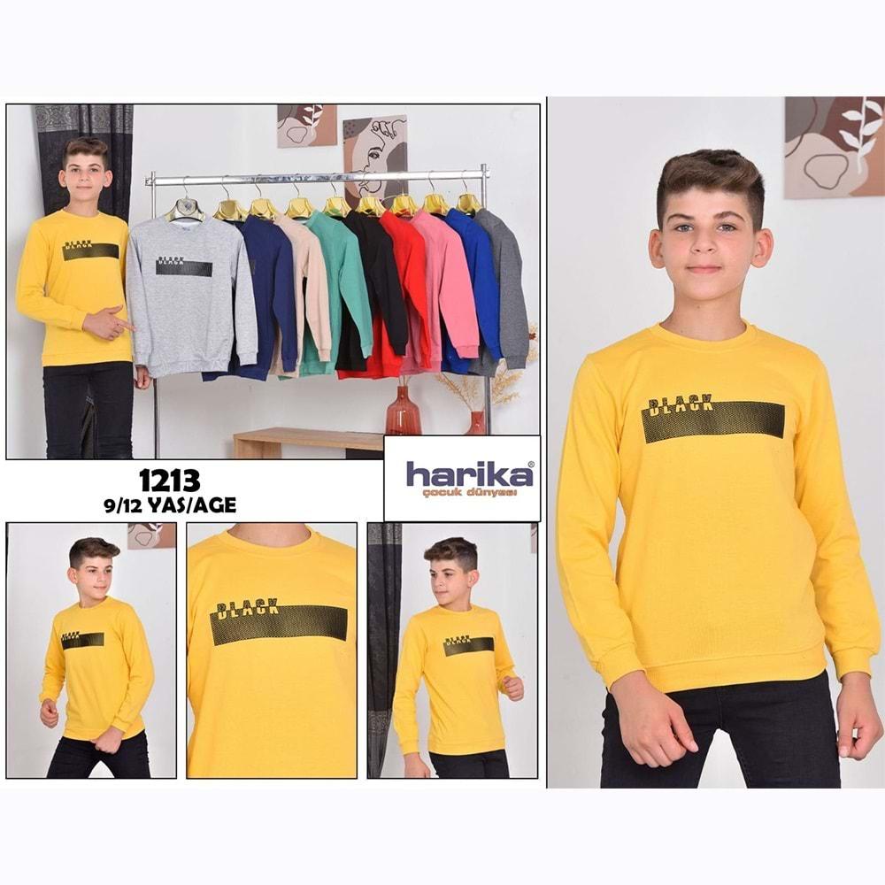 Harika Çocuk 01213 Erkek Çocuk Black Enjeksiyon Baskılı 2 İp Penye Sweat 9-12 Yaş