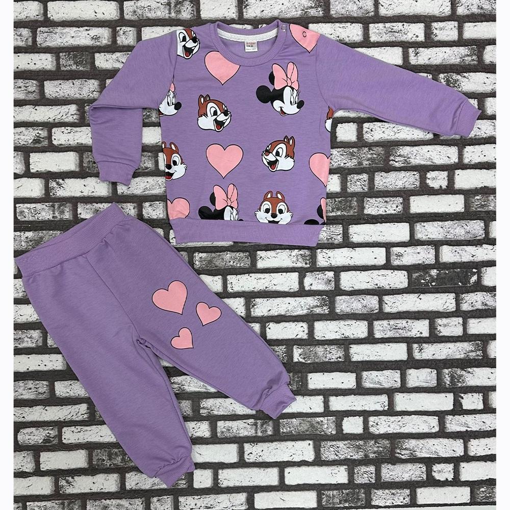 Bıcır Kids Kız Çocuk Penye Minnie Mouse Ve Sincap Kalp Baskılı Takım 3-6 Yaş