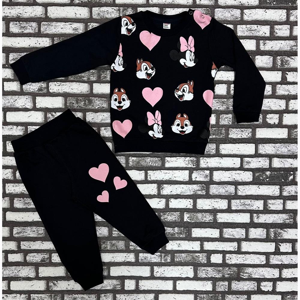 Bıcır Kids Kız Çocuk Penye Minnie Mouse Ve Sincap Kalp Baskılı Takım 3-6 Yaş