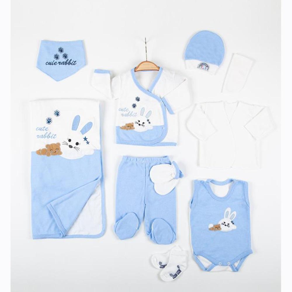 CC-702 Bebe Rabbit Nakışlı 10 Parça Zıbın Set 0-3 Ay