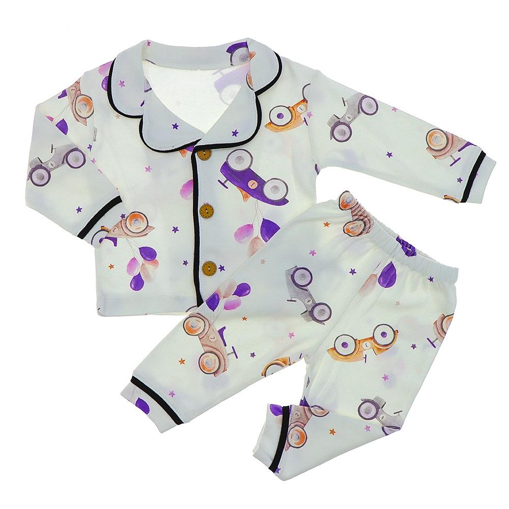 Mini love 5780 Kız Bebe Penye Fil Baskılı Pijama Takımı 6-24 Ay
