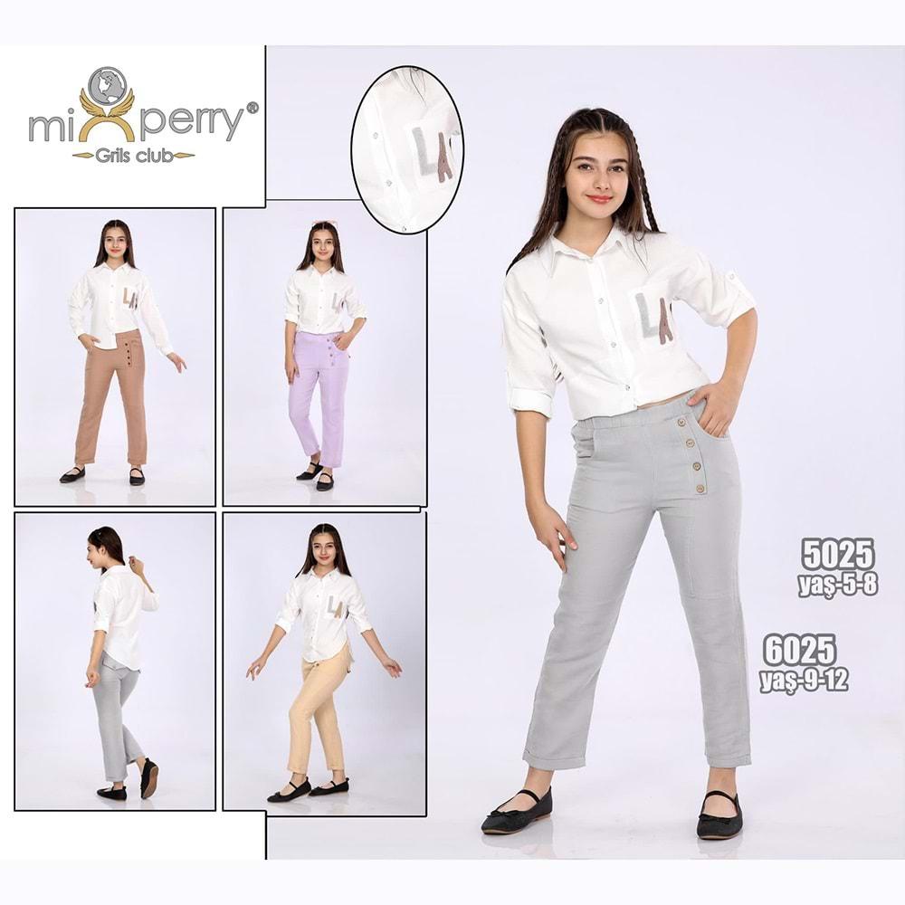 Mixperry 5025 Kız Çocuk La Nak Gömlek Muslin Alt Takım 5-8 Yaş