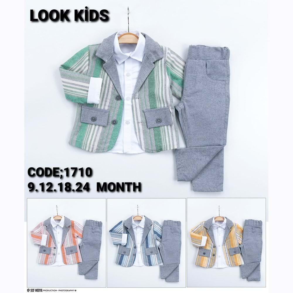 Look 1710 Erkek Bebe Çizgili Biyeli Takım 9-24 Ay