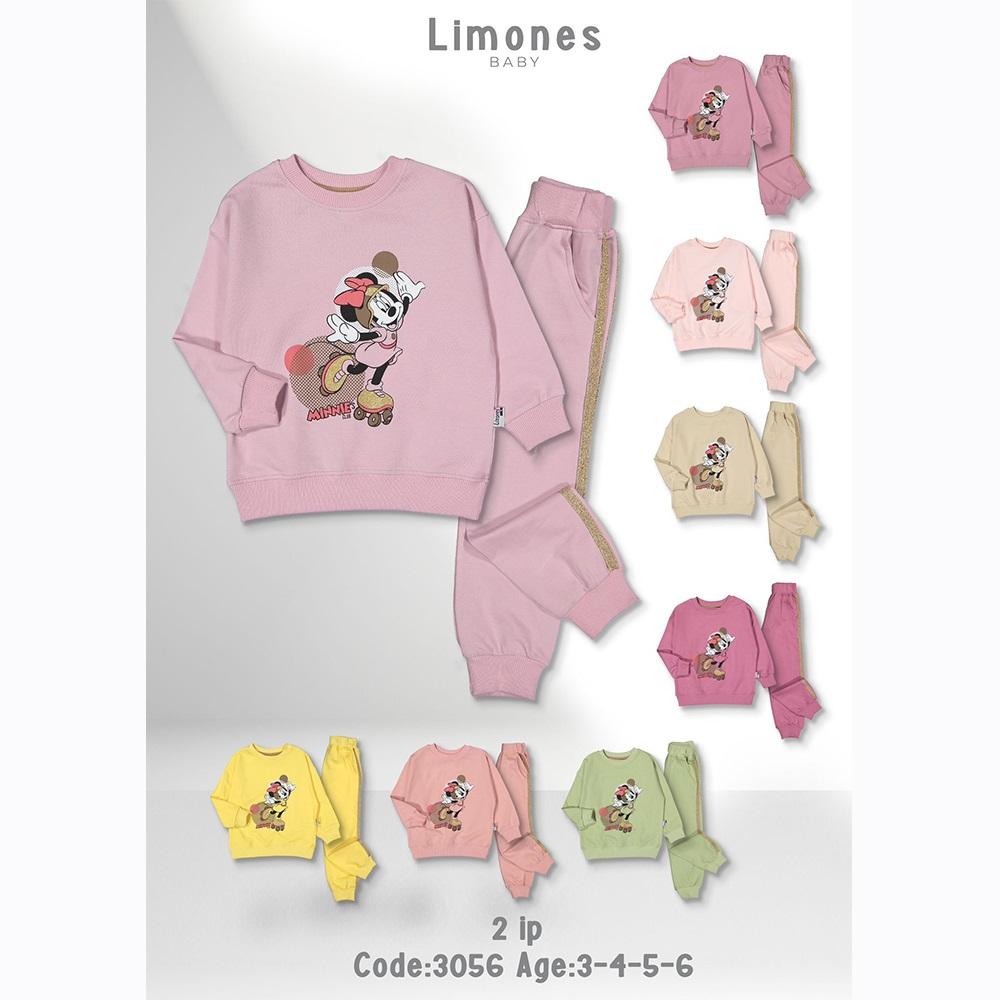 Limones 3056 Kız Çocuk 2 İp Patenli Minnie Mouse Baskılı Takım 3-6 Yaş