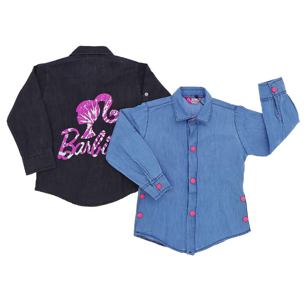 Barby 3001 Kız Çocuk Renkli Düğmeli Arkası Barbie Bas Gömlek 5-8 Yaş