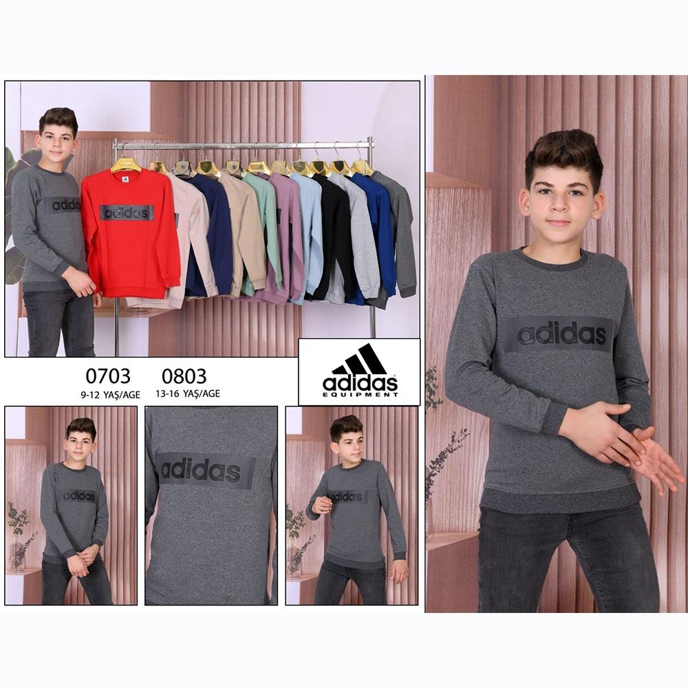 Adidas Çocuk 0703 Erkek Çocuk 2 İp Adidas Baskılı Sweat 9-12 Yaş