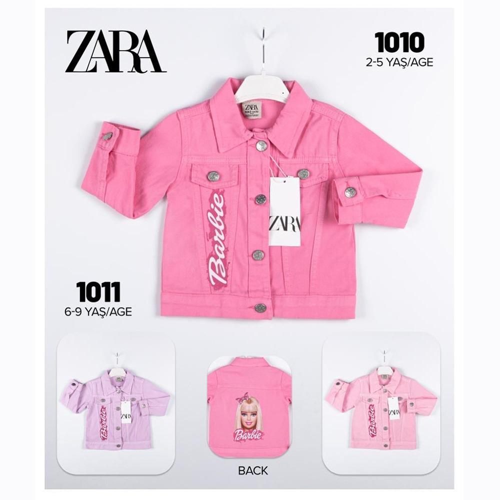 Zara 1011 Kız Çocuk Barbie Baskılı Kot Ceket 6-9 Yaş