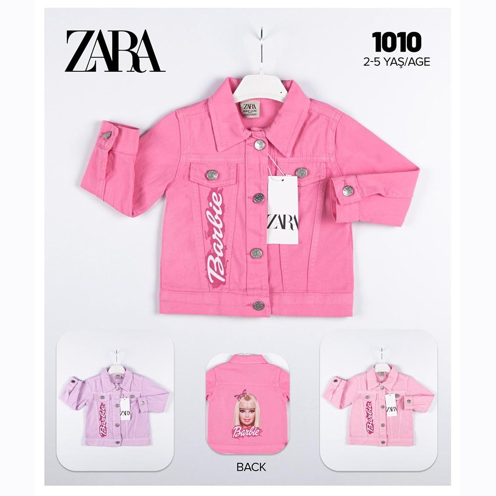 Zara 1010 Kız Çocuk Barbie Baskılı Kot Ceket 2-5 Yaş