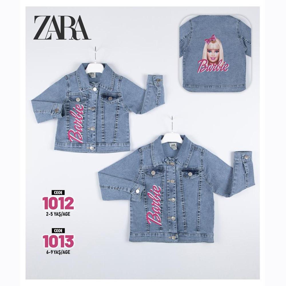 Zara 1012 Kız Çocuk Barbie Baskılı Kot Ceket 2-5 Yaş