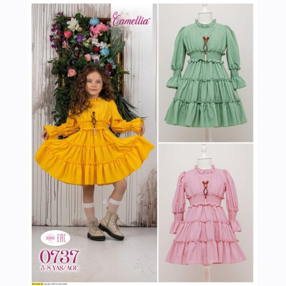 Camellia 737 Kız Çocuk Kolyeli Uzun Kollu Elbise 5-8 Yaş