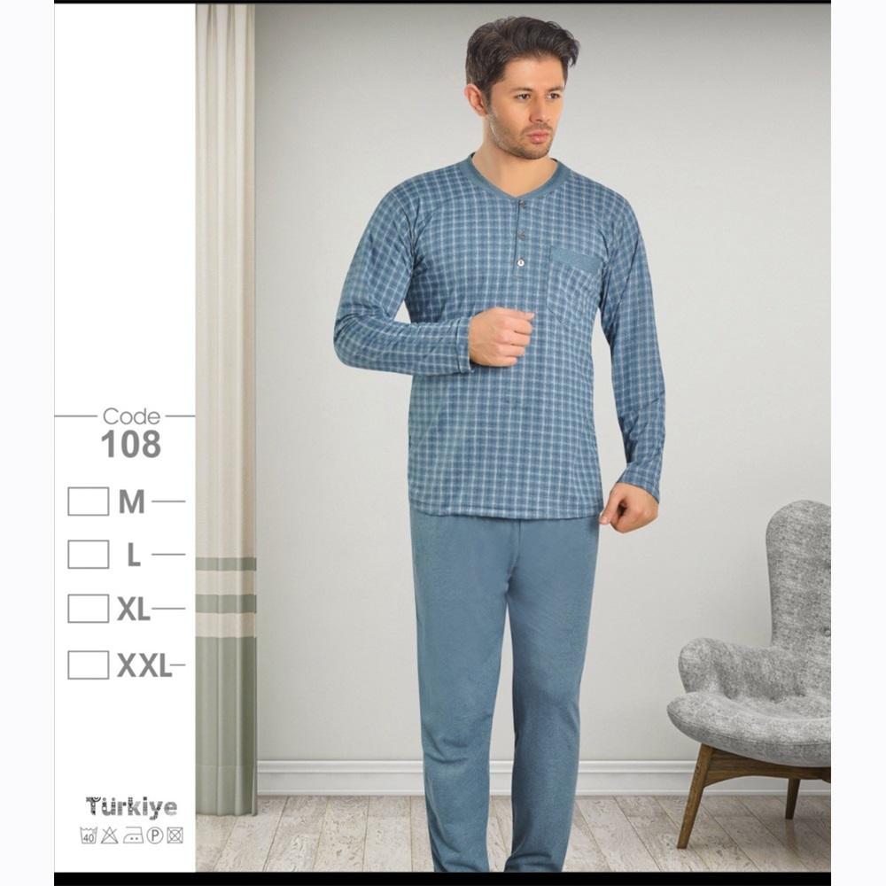 Melika 108 Erkek 3 Düğmeli Patlı Süprem Pijama Takımı M-XL