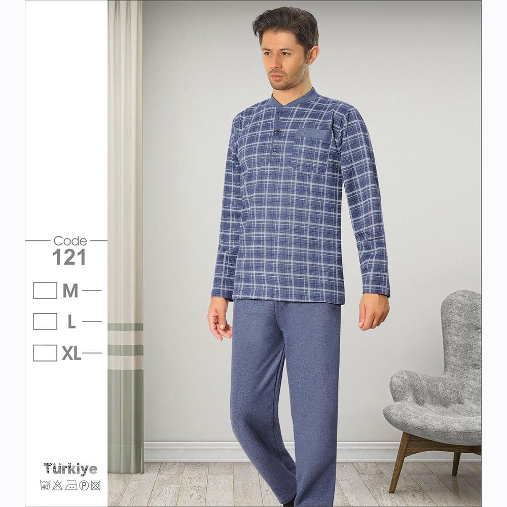 Melika 121 Erkek 3 Düğmeli Penye Patlı Pijama Takımı M-XL