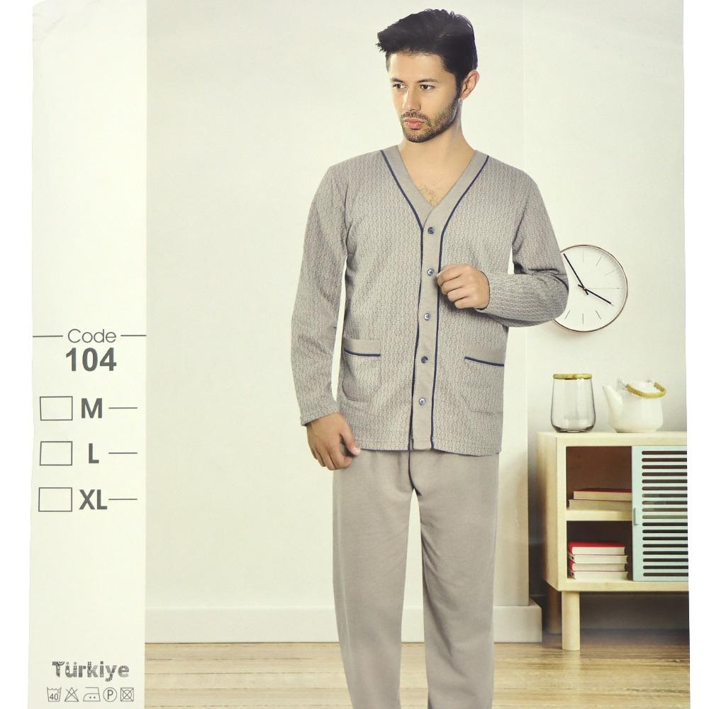Melika 104 Erkek Boydan Düğmeli Penye Patlı Pijama Takımı M-XL