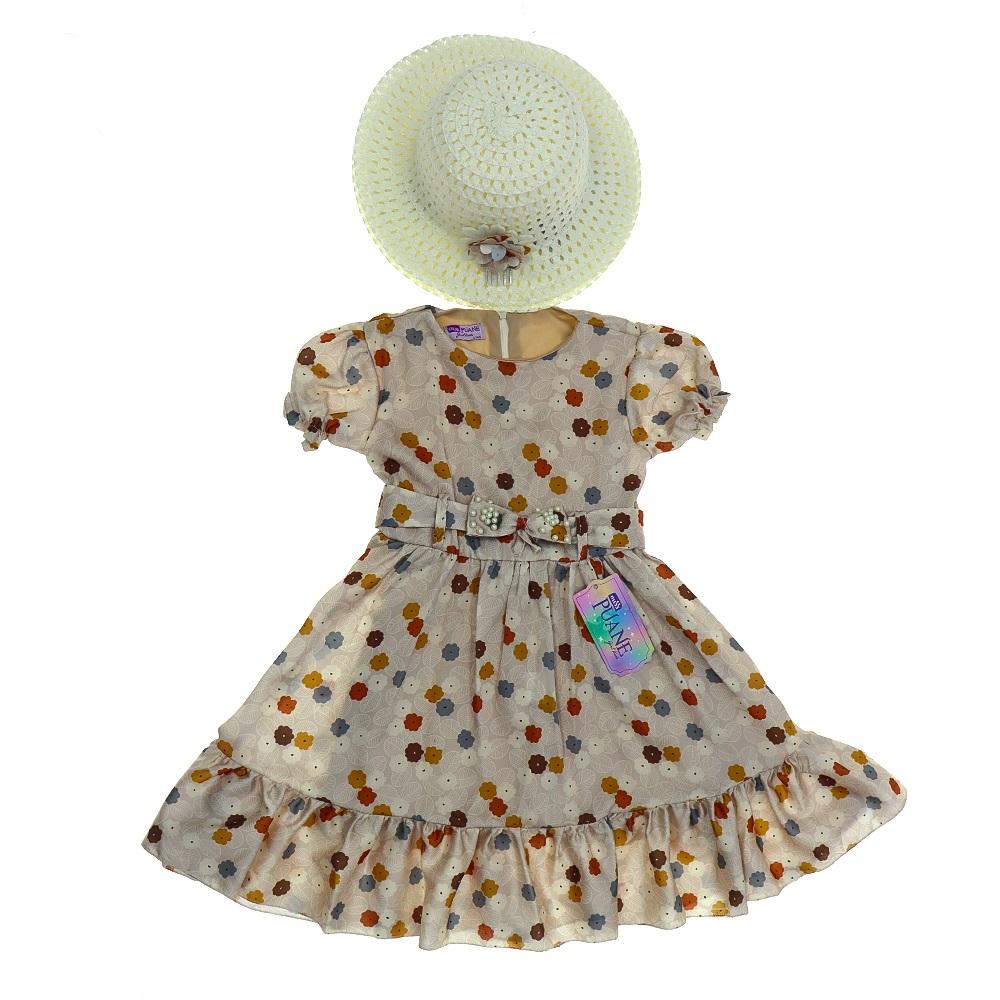 Mıncırık 2027 Kız Çocuk Fiyonk Taşlı Kısa Kol Şapkalı Elbise 9-12 Yaş