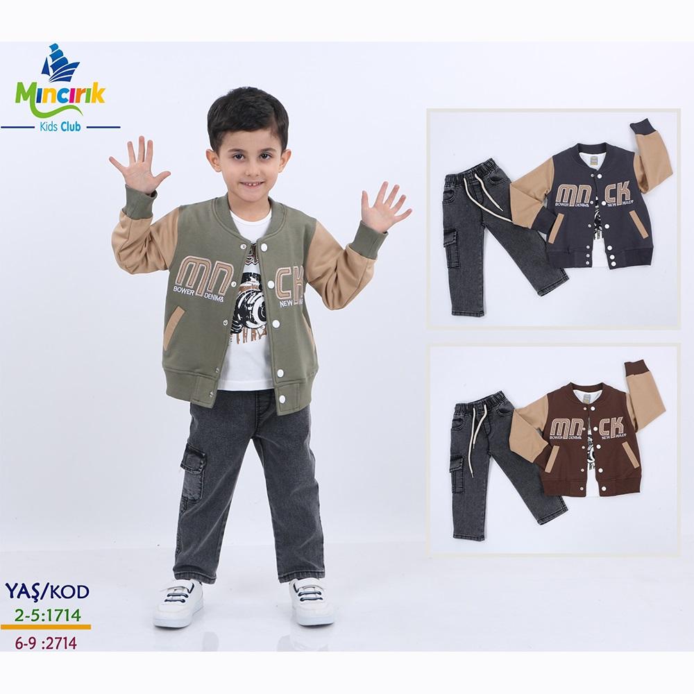 Mıncırık Kids 1714 Erkek Çocuk 2 İp Mnck Nakışlı 3 Lü Takım 2-5 Yaş