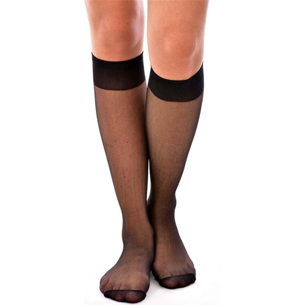 Oral 4010 Bayan 20 Denye İnce Dizaltı Çorap - 500-Siyah - PAKET İÇİ TEK RENK