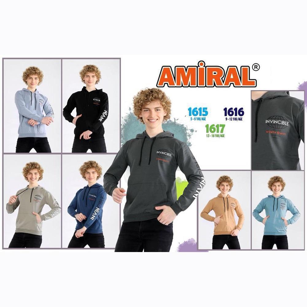 Amiral 1615 Erkek Çocuk İki İplik Invıncıble Kapşonlu Sweat 5-8 Yaş