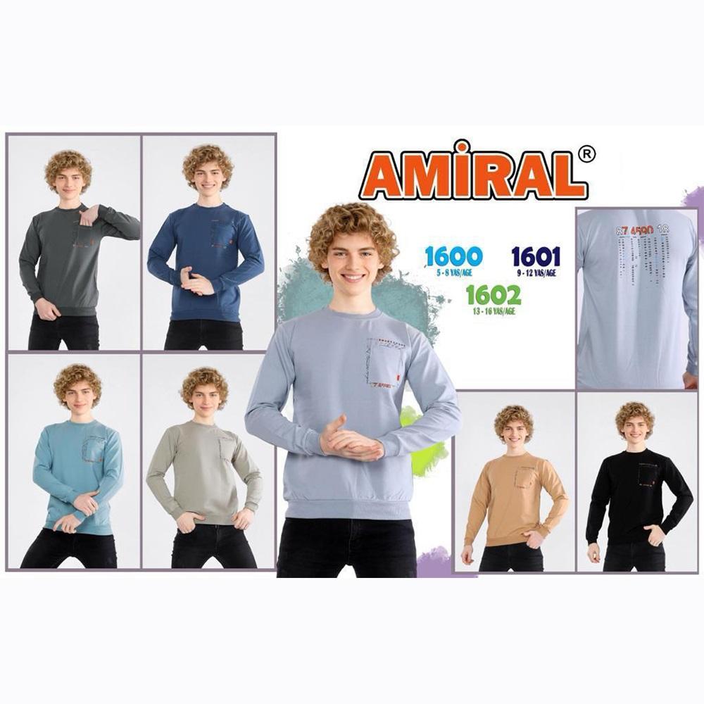 Amiral 1601 Erkek Çocuk İki İplik Smart Codes Sıfır Yaka Sweat 9-12 Yaş