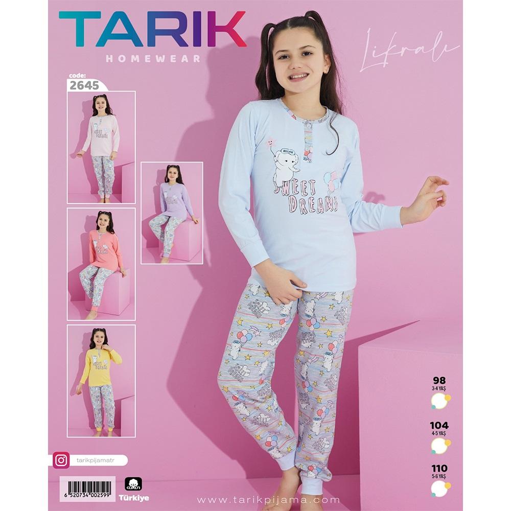 Tarık 2645 Kız Çocuk Balonlu Fil Bas U Kol Penye Pijama Takımı 3-6 Yaş