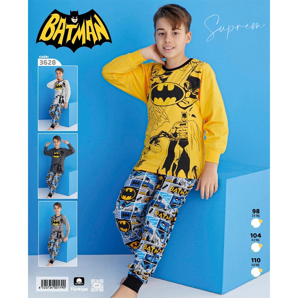 Batman 3628 Erkek Çocuk Batman Bas U Kol Penye Pijama Takımı 3-6 Yaş