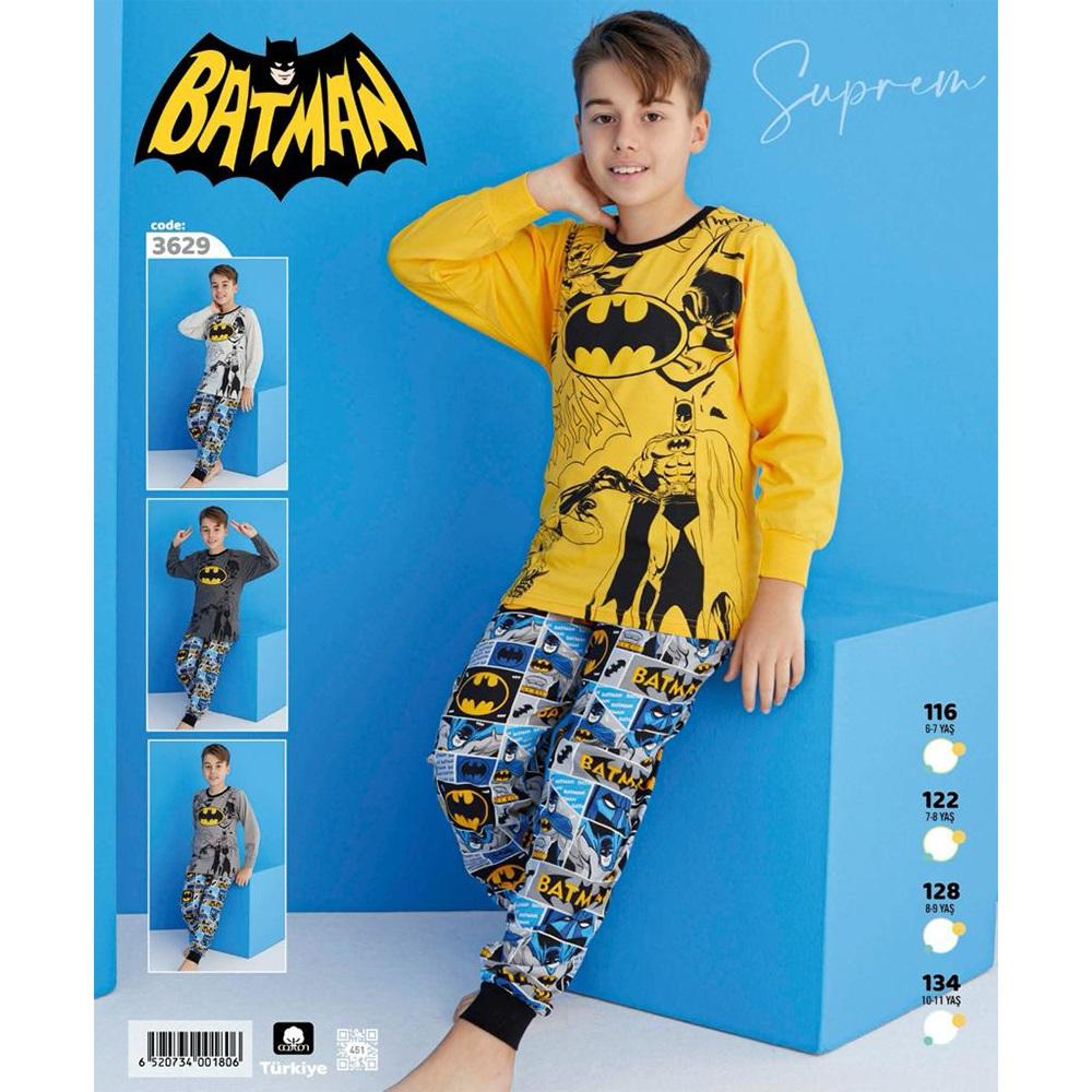 Batman 3629 Erkek Çocuk Batman Bas U Kol Penye Pijama Takımı 6-11 Yaş