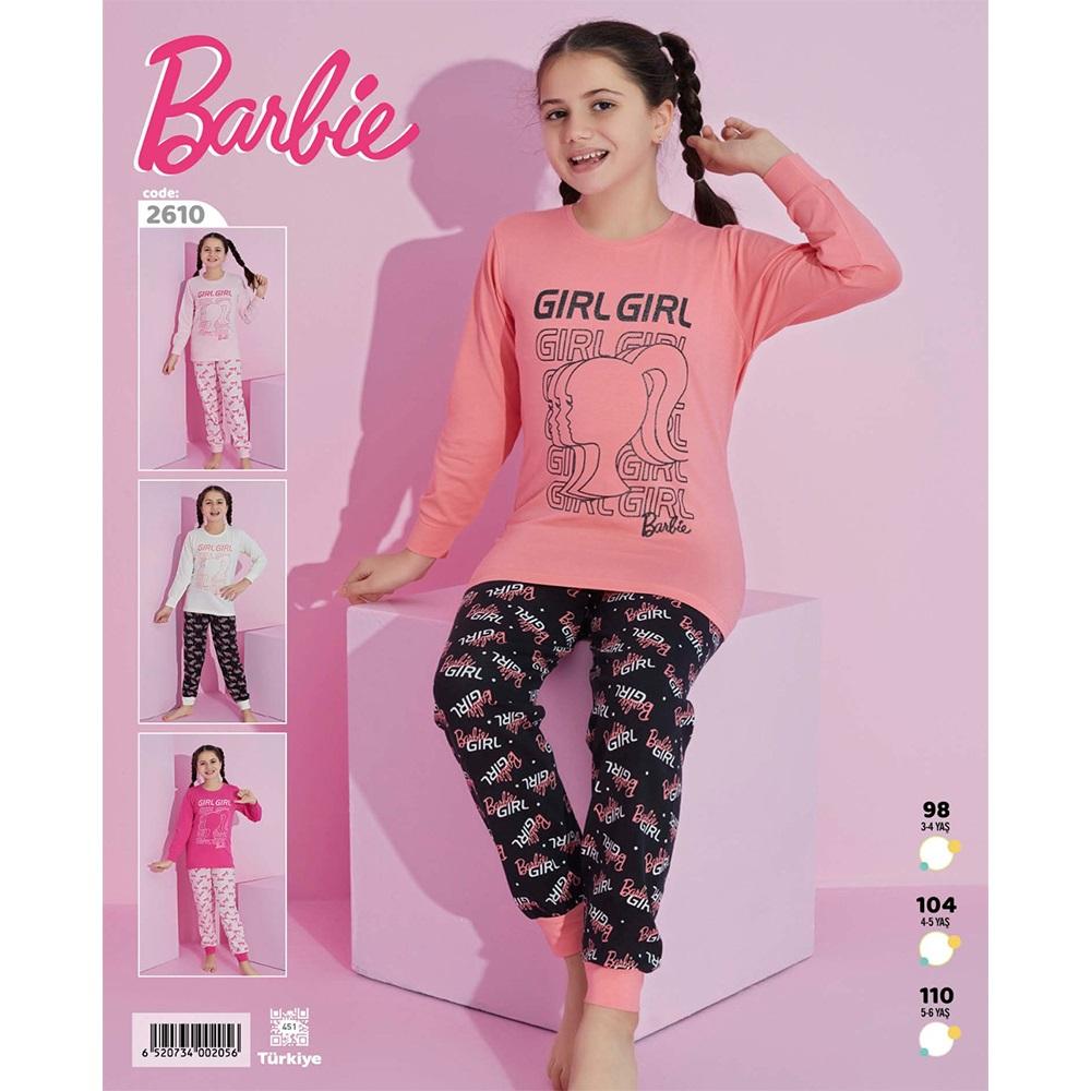 Barbie 2610 Kız Çocuk Barbie Bas U Kol Gar Penye Pijama Takımı 3-6 Yaş