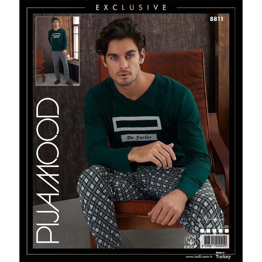Pijamood 8811 Erkek Nakışlı Penye V Yaka 5 Li Pijama Takımı S-2XL