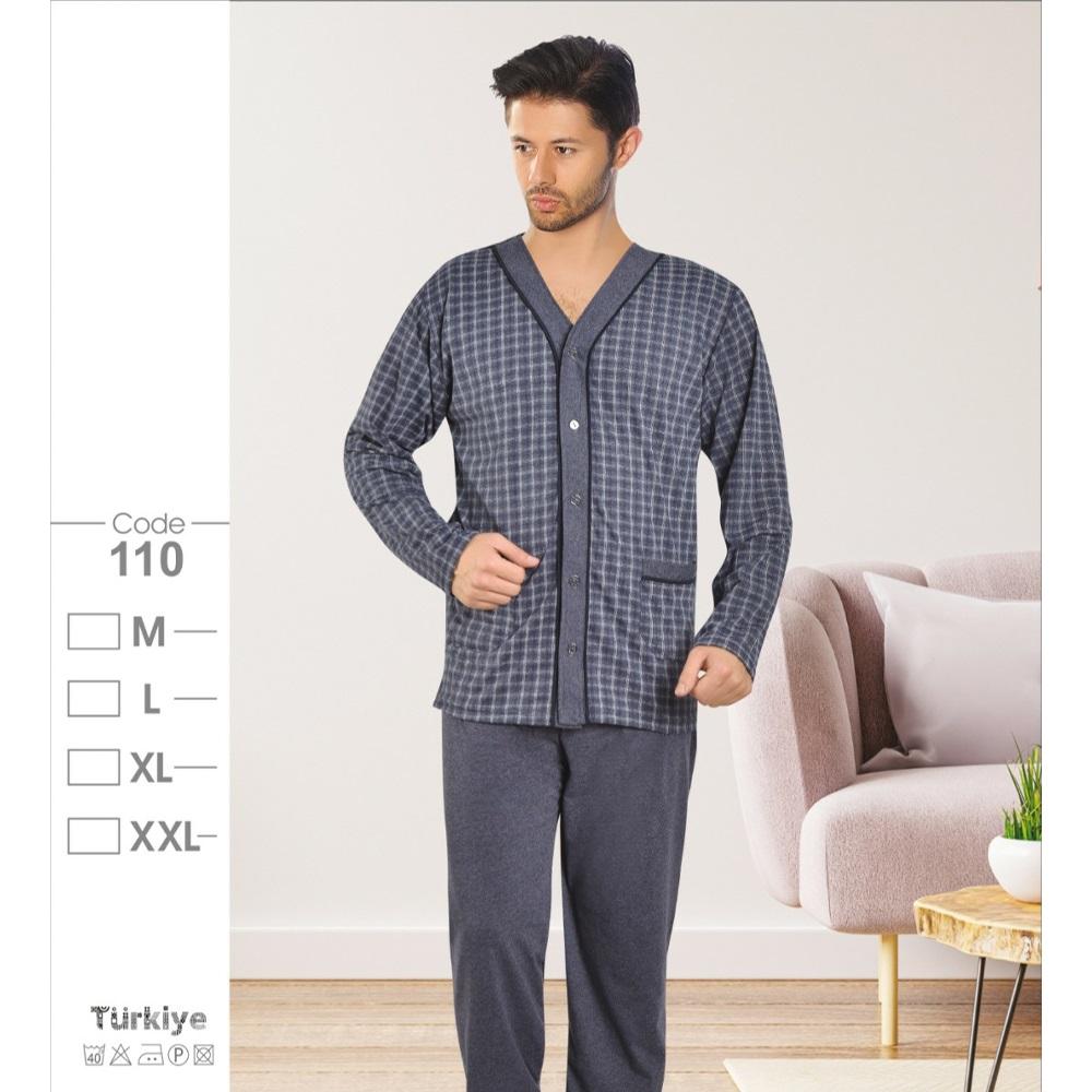 Melika 110 Erkek Boydan Düğmeli Penye Süprem Pijama Takımı M-XL