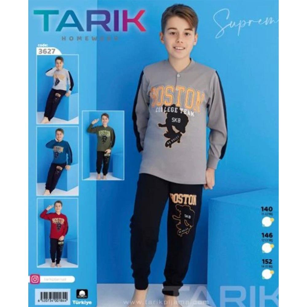 Tarık 3627 Erkek Çocuk Boston Bas U Kol Süprem Gez Pijama Takımı 11-15 Yaş