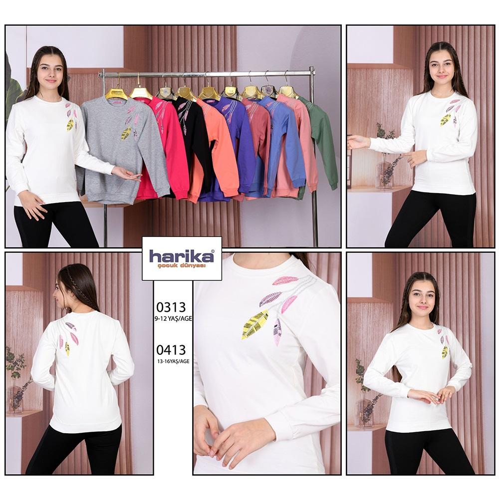 Harika Çocuk 0313 Kız Çocuk Yaprak Nak 2 İp Sweat 9-12 Yaş