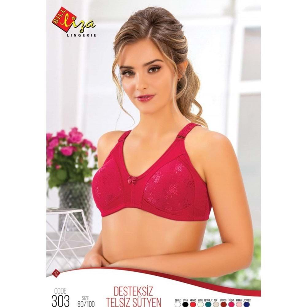 Billiza 303 Bayan İçi Boş Telsiz Dantelli Sütyen - Bordo - 80