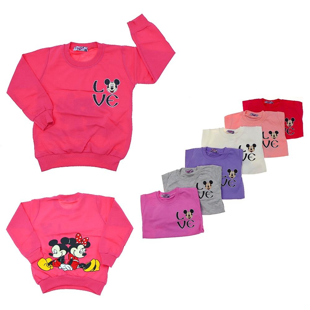 Minika Kız Çocuk Mickey Mouse Love Baskılı Penye 2 İp Sweat 3-10 Yaş