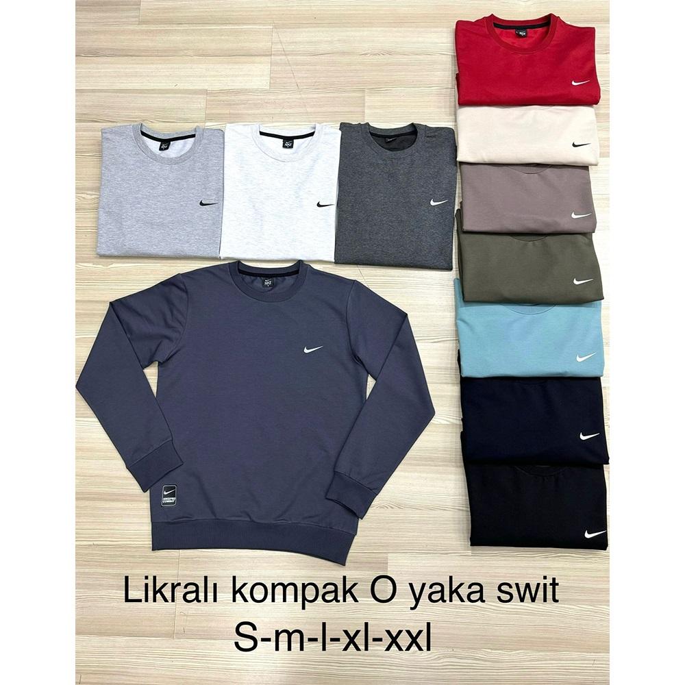 Srt 4797 Erkek Kompak Penye Nıke Baskılı Sıfır Yaka Sweat S-2XL